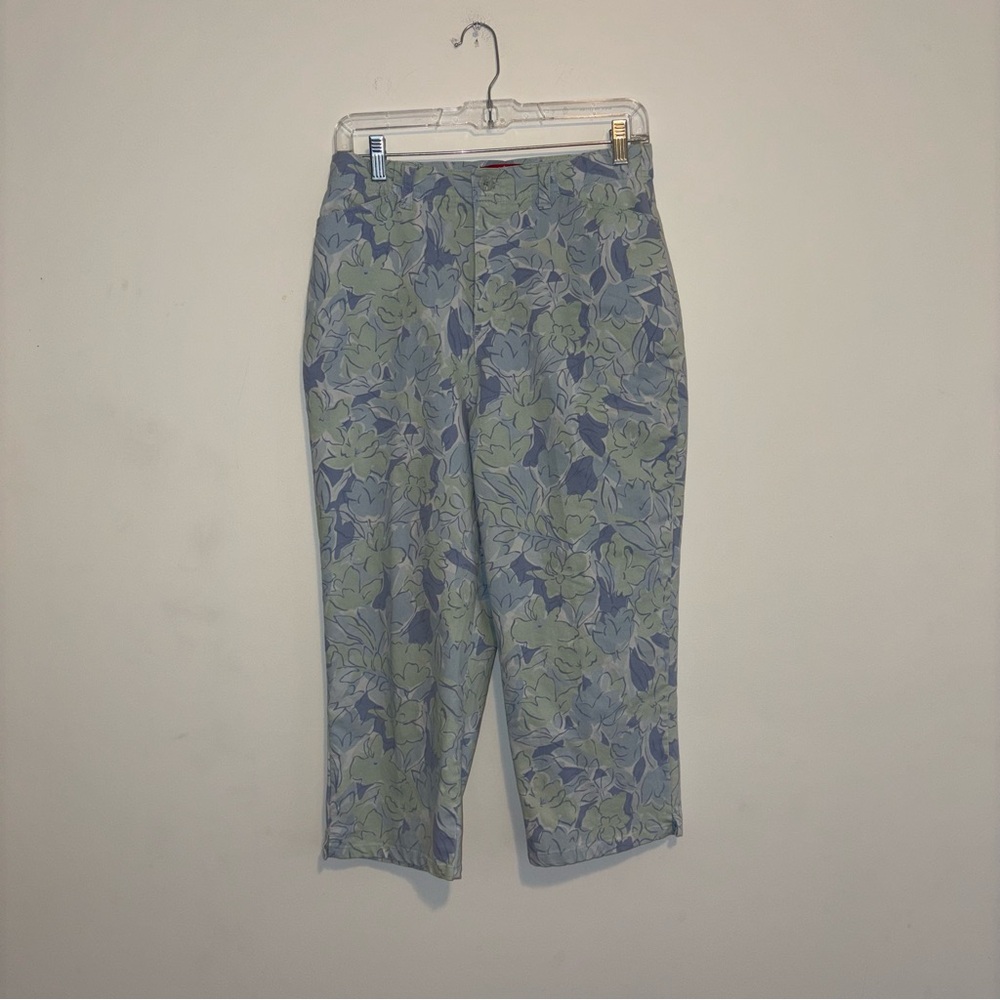 Gloria Vanderbilt Spring Pastel Blue & Green Floral Capri Pants
